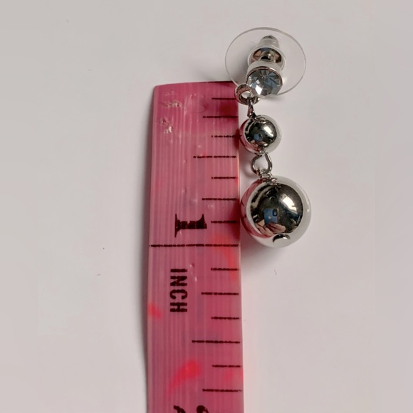 🪙Genuine Crystal & Silver Tone Dangling Ball Drop Stud Earrings by Cookie Lee - Picture 7 of 8